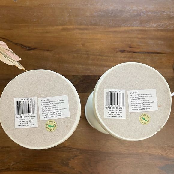 Set of Two White Pillar Candle Holders - Picture 13 of 14